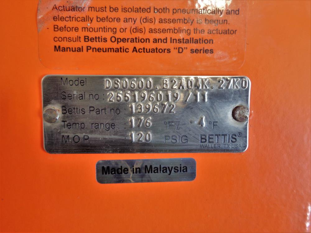 Bettis Actuator, Model# DS0600.B2A04K.27K0, Part# 139672